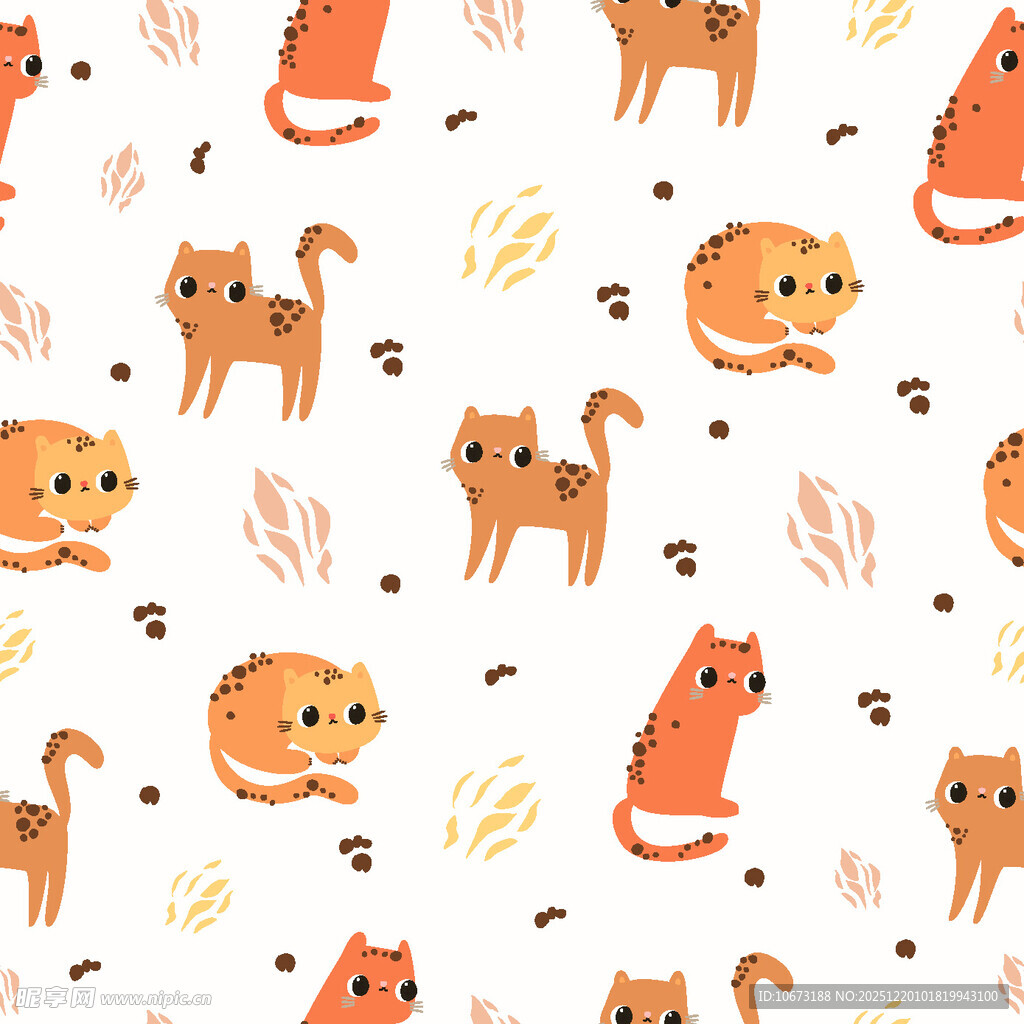 可爱猫咪图案无缝背景图