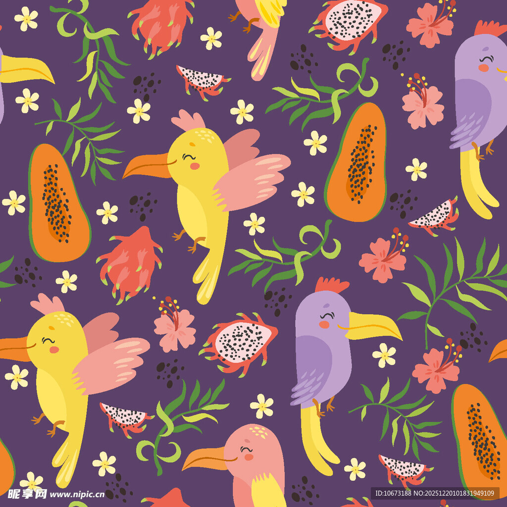 多彩花鸟图案 