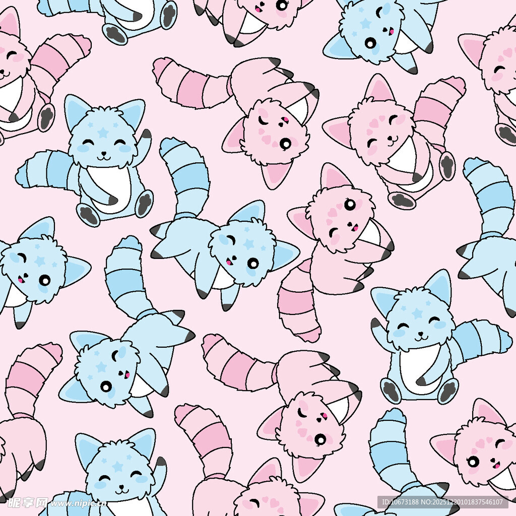 可爱浣熊图案背景