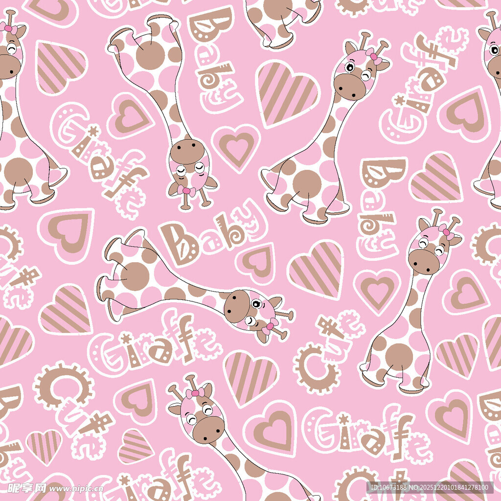 粉色爱心动物图案背景