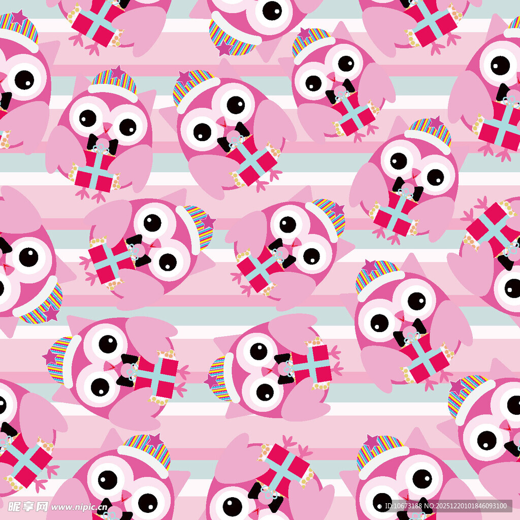 粉色猫头鹰图案背景纹理