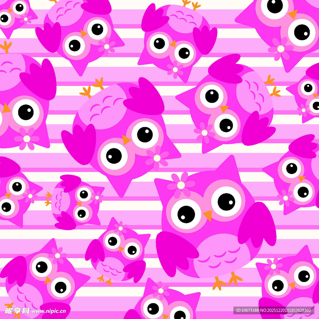粉色猫头鹰条纹背景图案