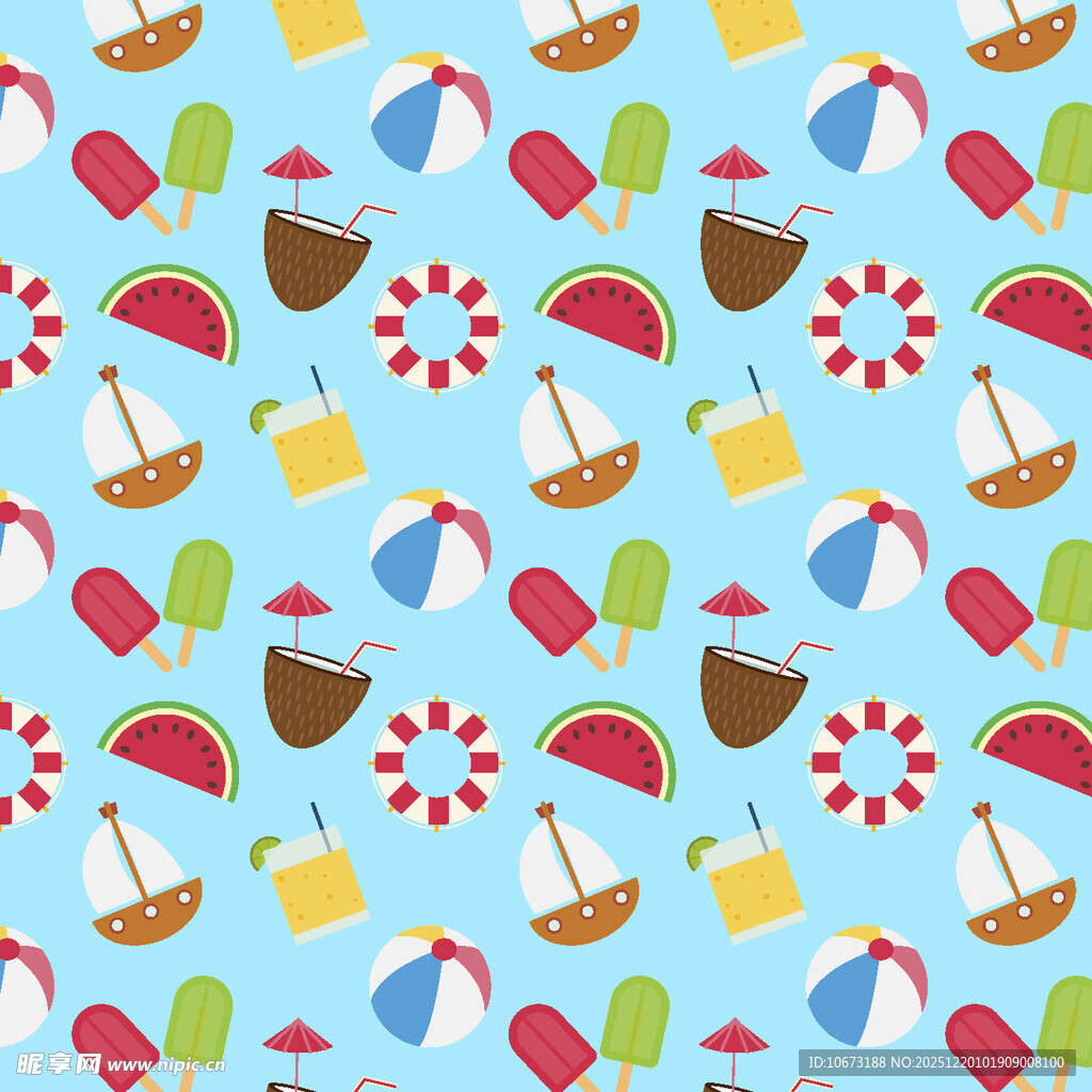 夏日航海主题卡通图案背景