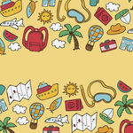 夏日旅行元素插画