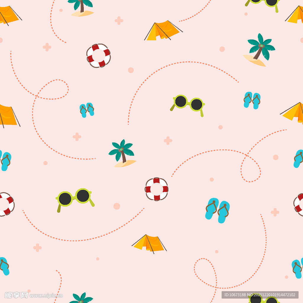 夏日海滩度假元素图案