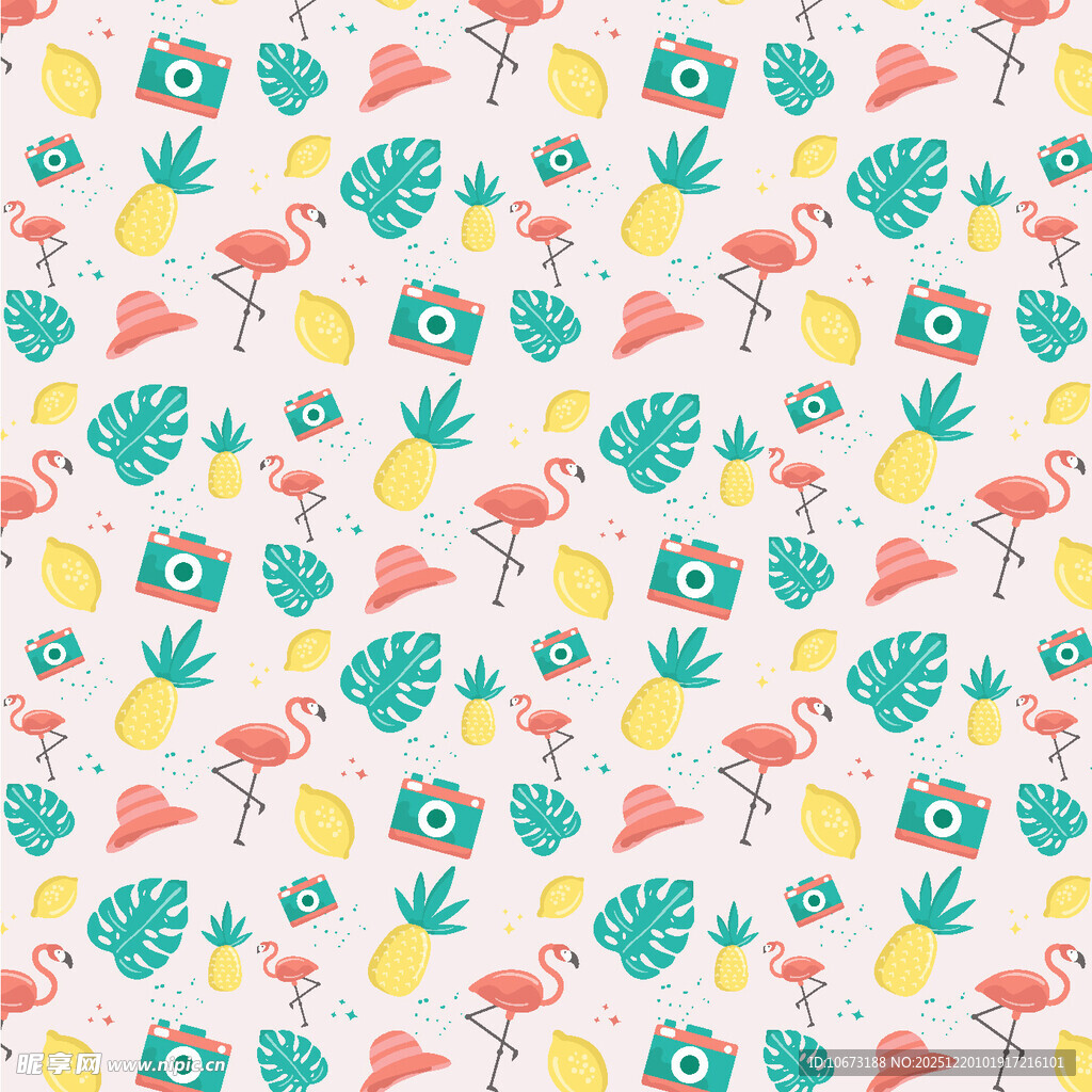 热带风动植物图案背景