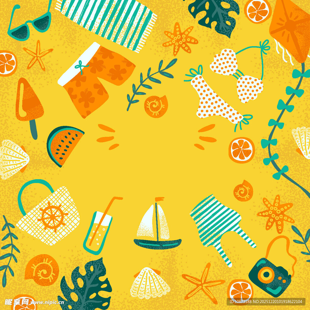 夏日海洋风图案设计素材