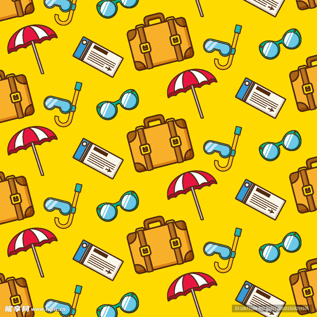 夏日旅行元素无缝图案