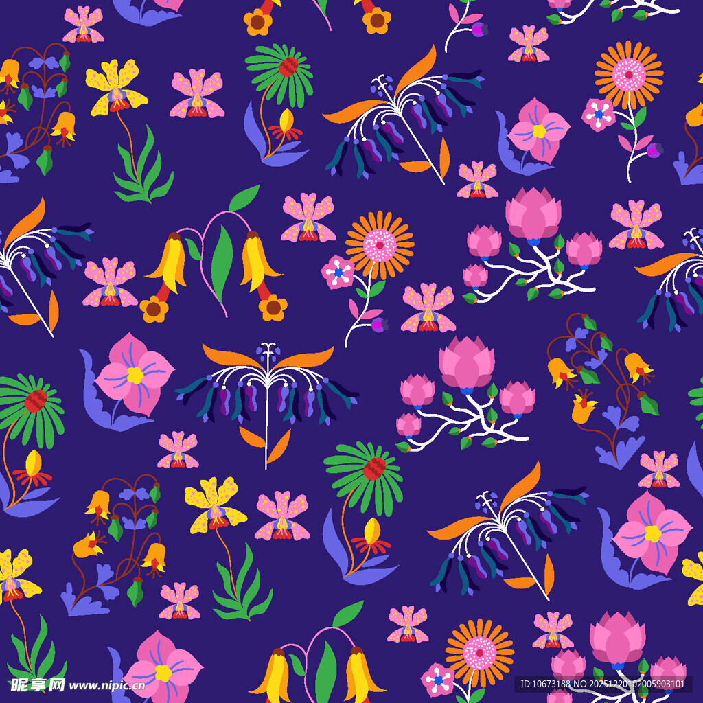 热带动植物图案无缝背景