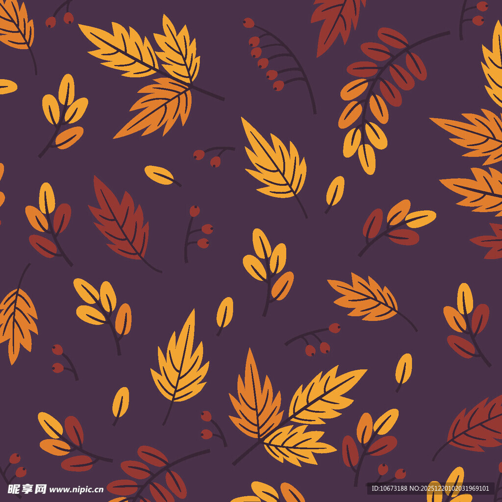 秋季落叶无缝图案背景