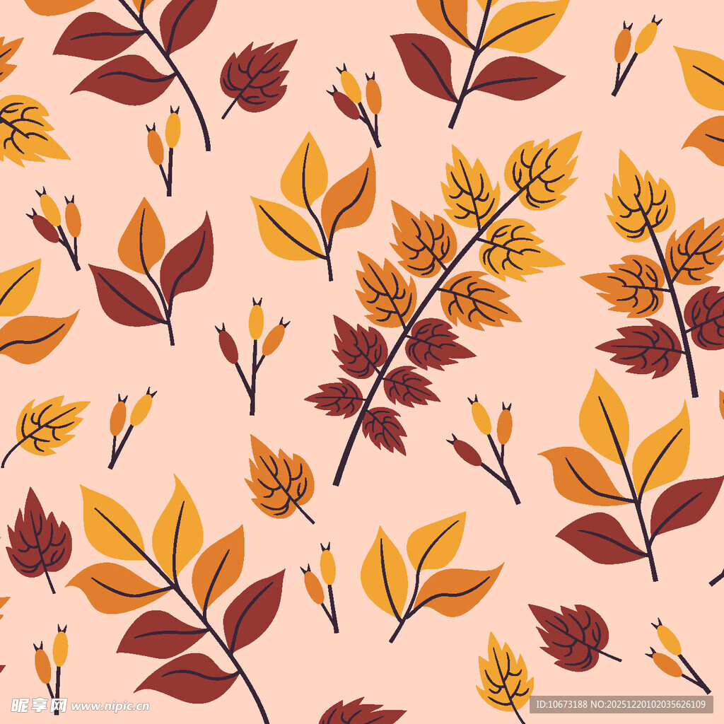 秋季树叶无缝图案背景