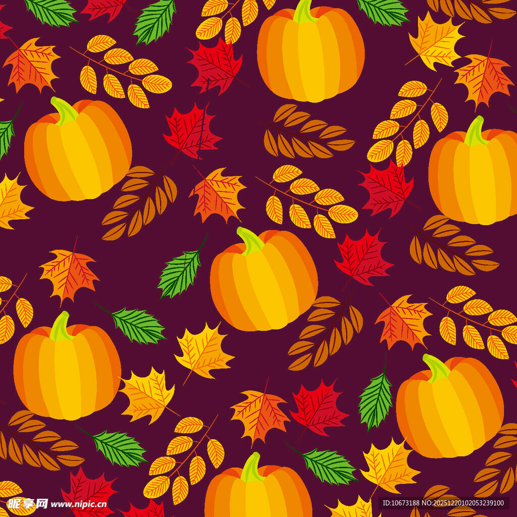 秋季南瓜枫叶图案背景