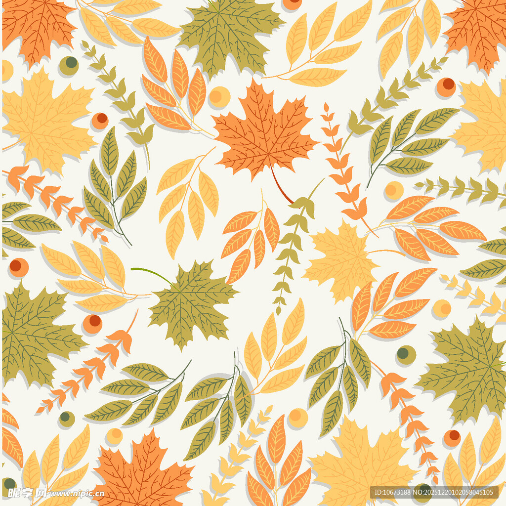 秋季树叶图案无缝背景图