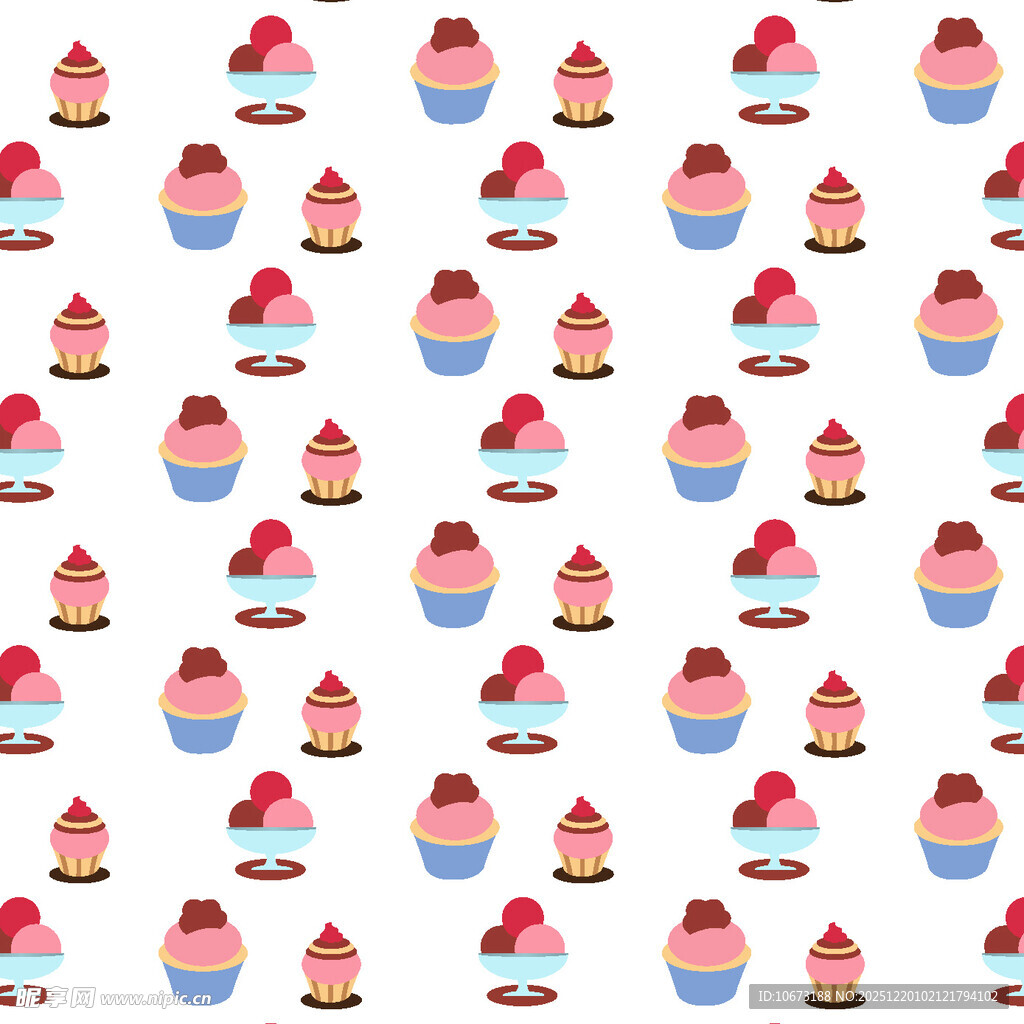 可爱纸杯蛋糕无缝图案