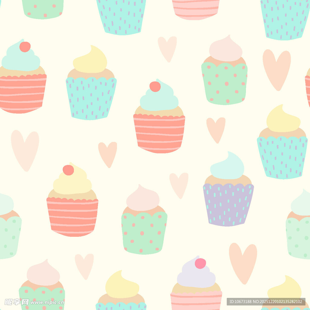 可爱纸杯蛋糕图案背景