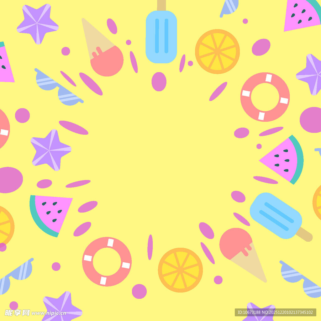 夏日缤纷水果冰淇淋图案