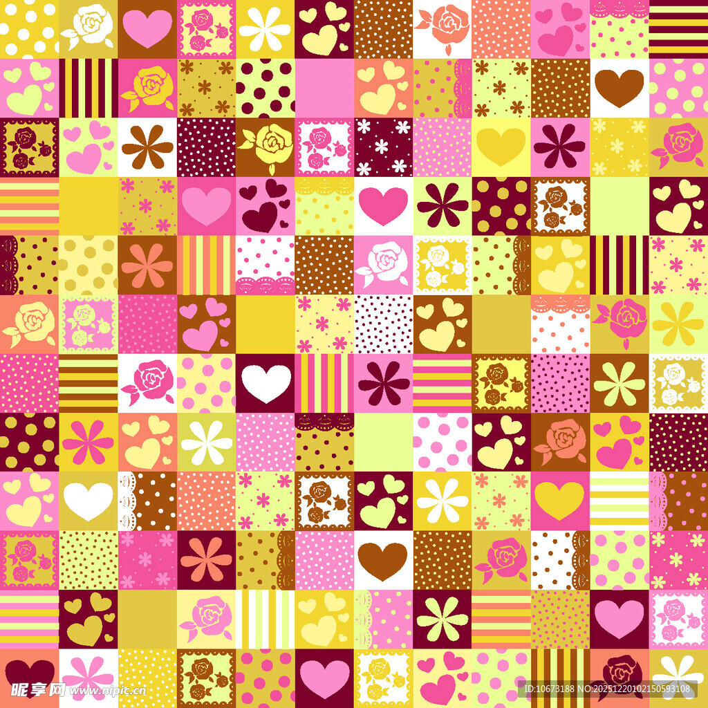多彩爱心图案拼接背景