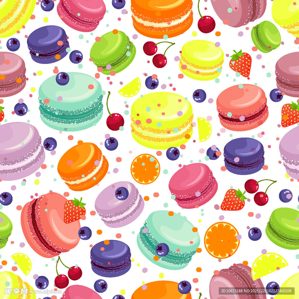 多彩马卡龙水果无缝图案