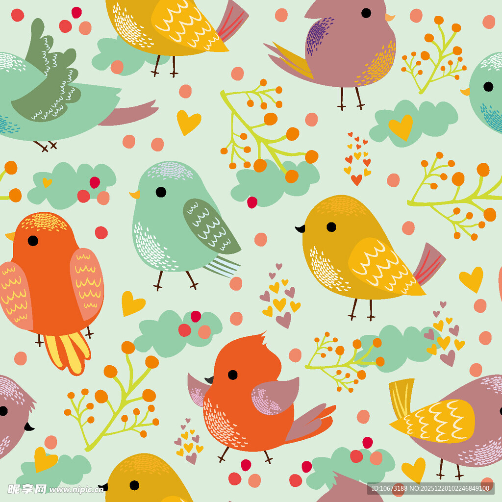 多彩小鸟图案 