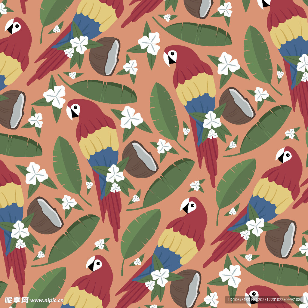 鹦鹉花卉图案背景设计