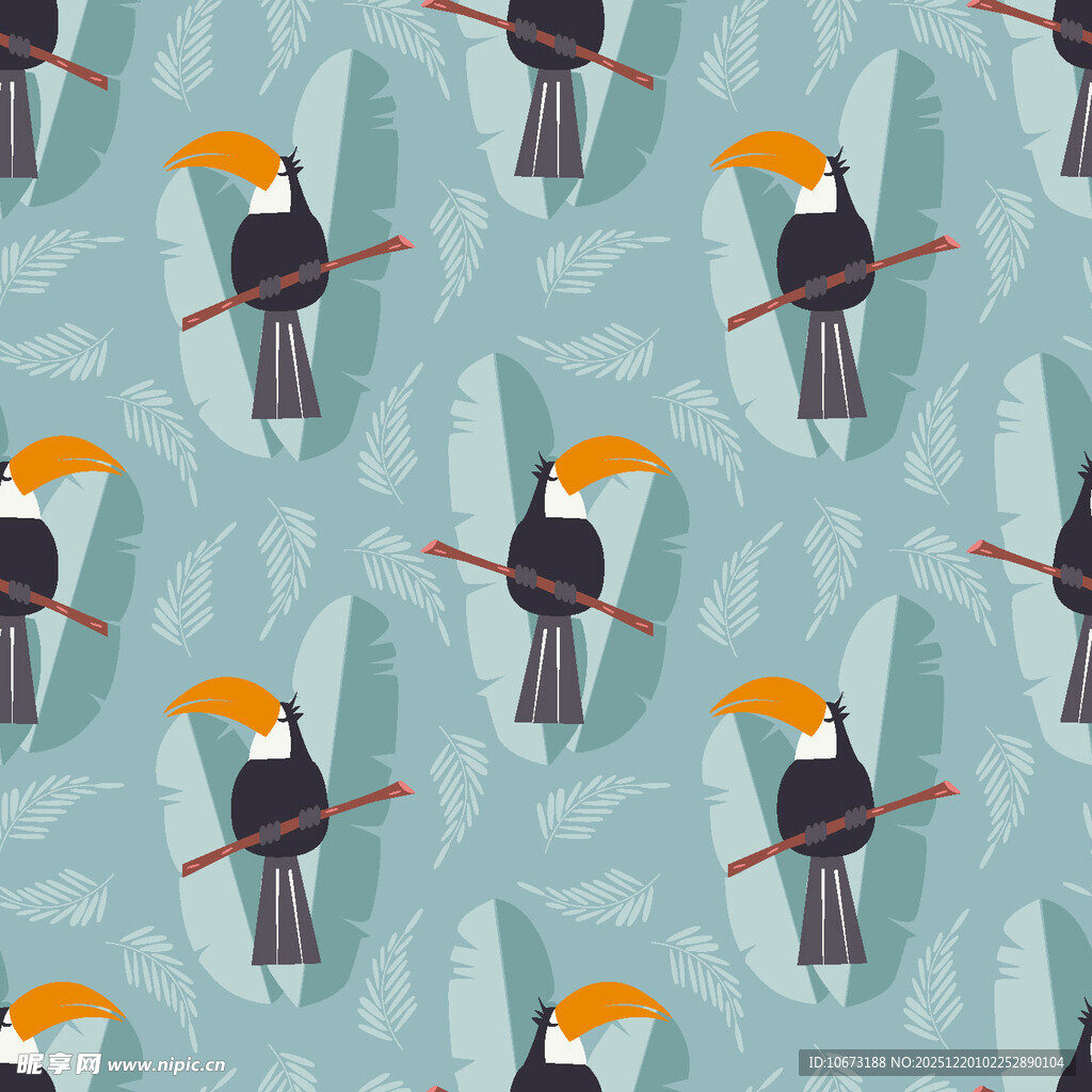 巨嘴鸟图案背景纹理