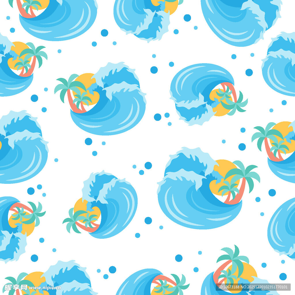 夏日海浪椰树图案背景