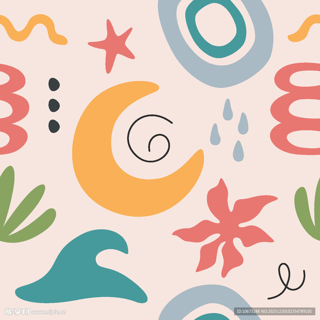 海洋风卡通图案元素集合