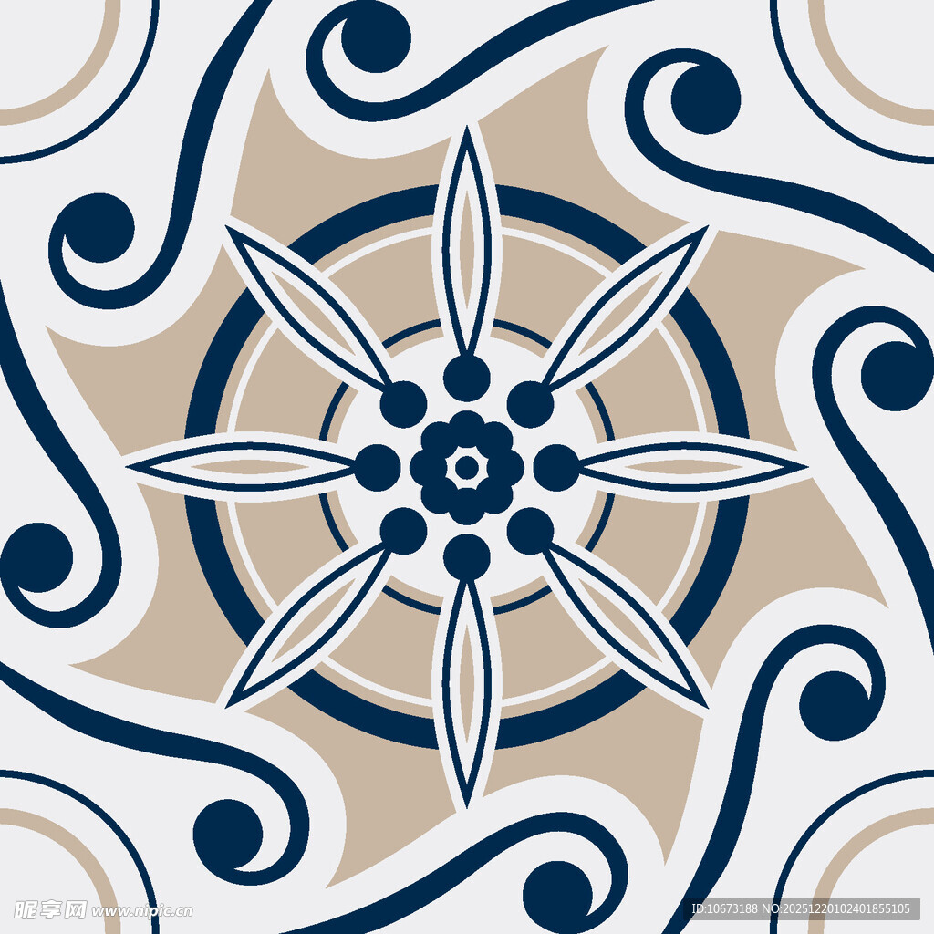 蓝白几何花纹瓷砖图案