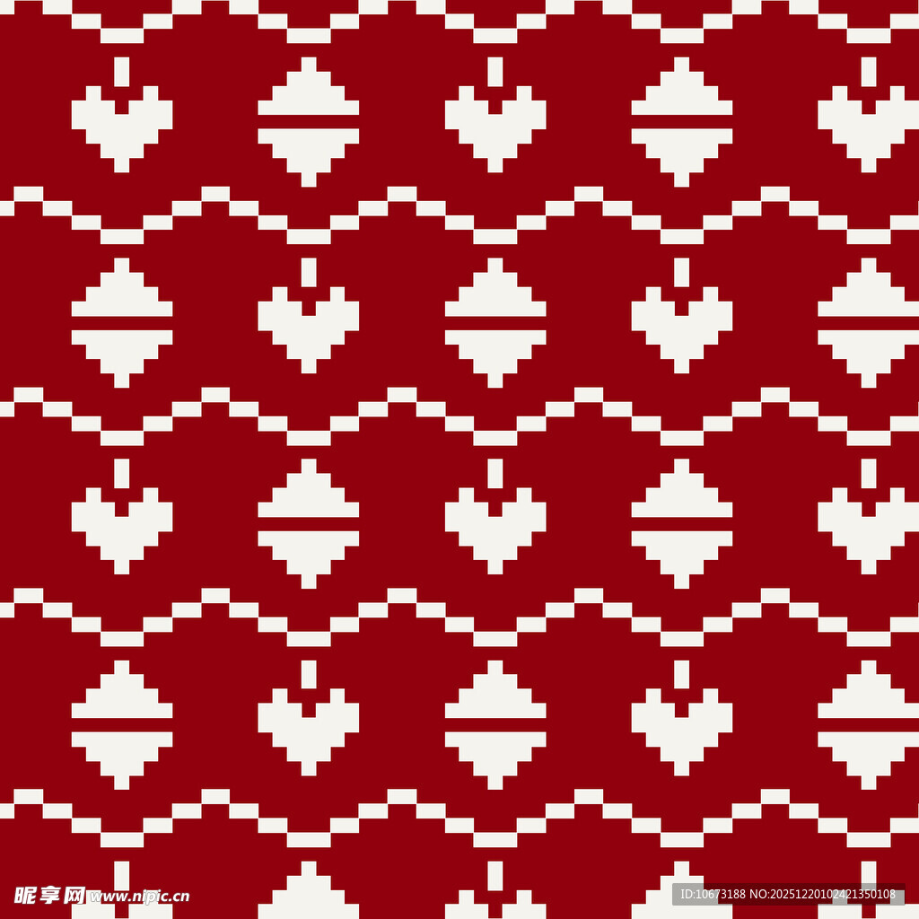 红色心形图案针织纹理