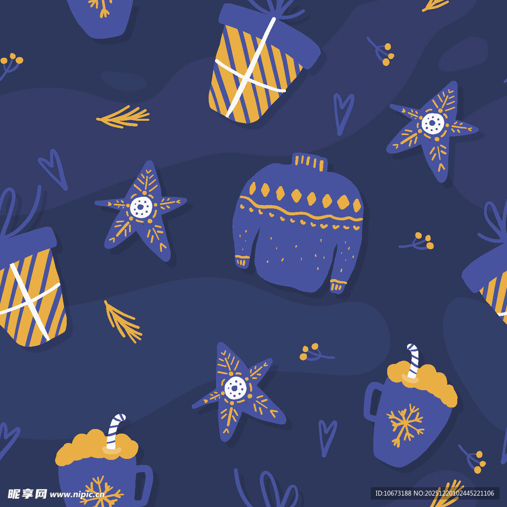 梦幻圣诞元素图案设计