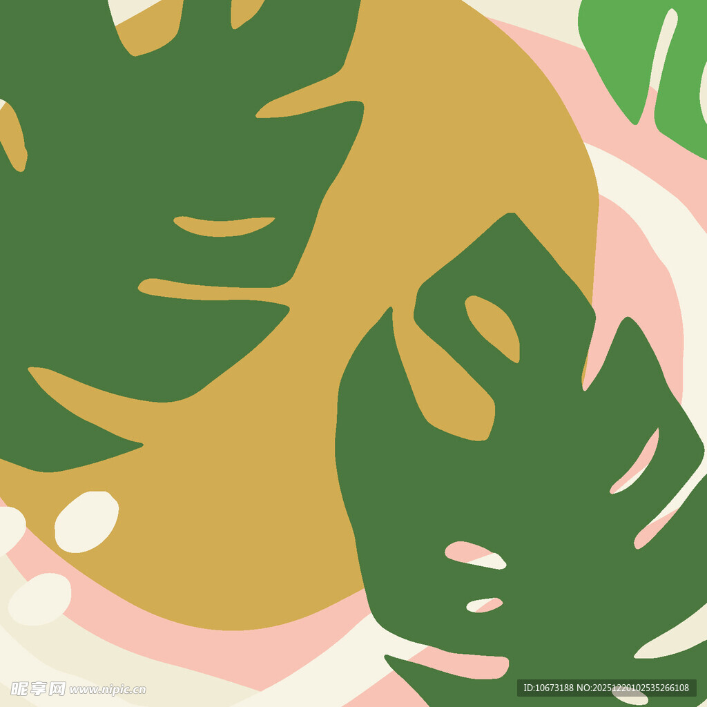 热带风龟背叶装饰图案