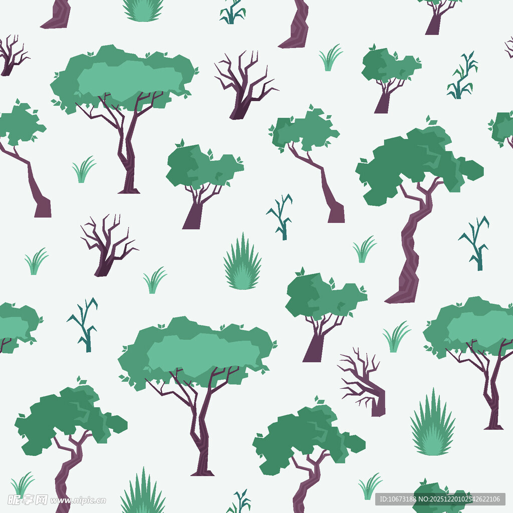 森林树木无缝图案背景