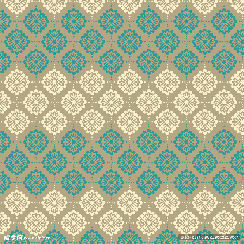 蓝米色几何花纹图案背景