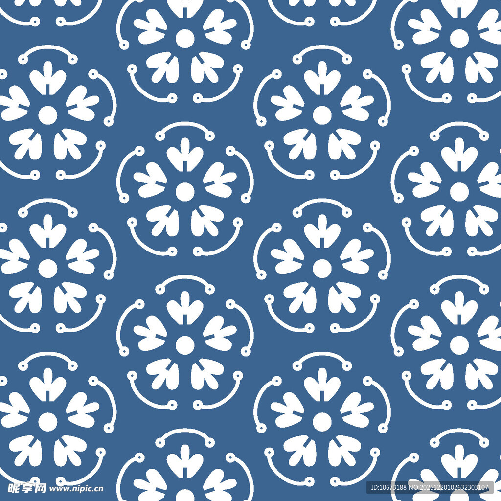 蓝底白花几何图案花纹