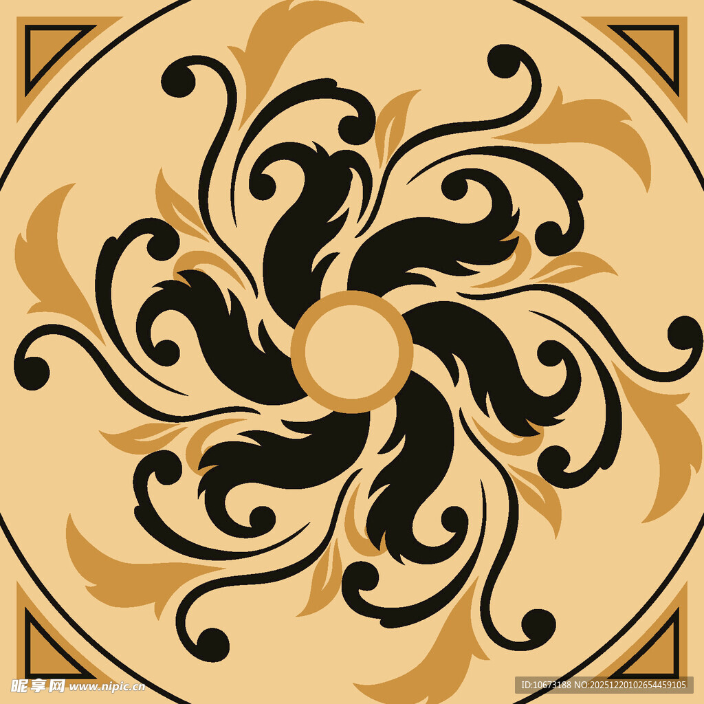 复古华丽圆形花纹图案