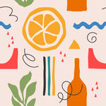 清新几何风水果装饰图案