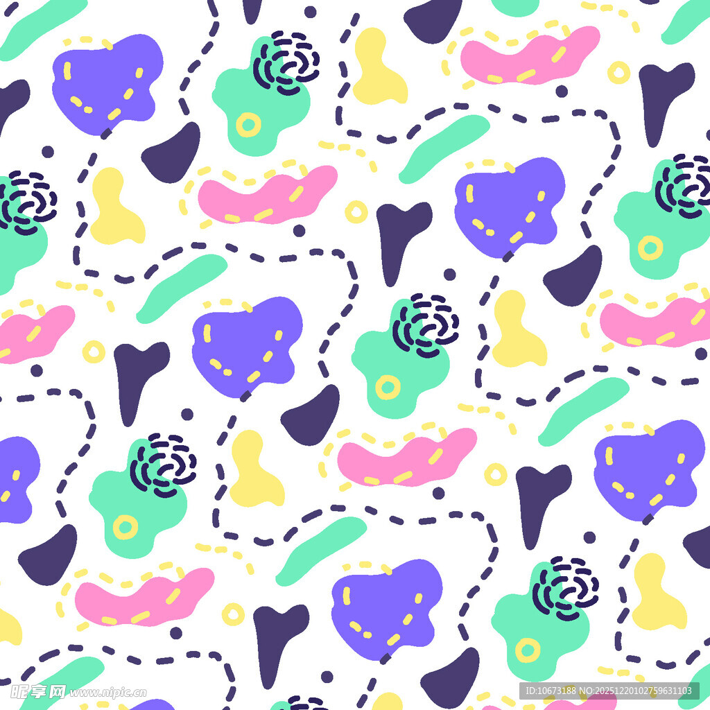 多彩卡通动物植物图案背景