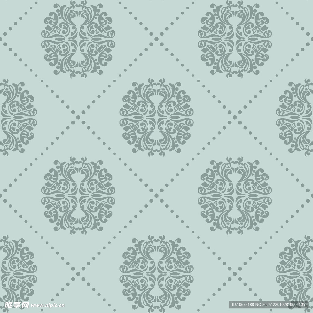 浅绿底复古花纹图案