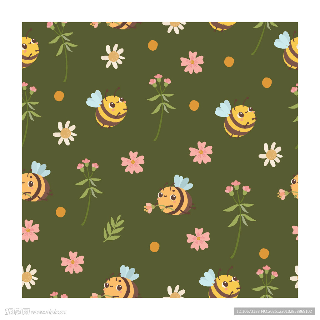 蜜蜂花卉图案背景图