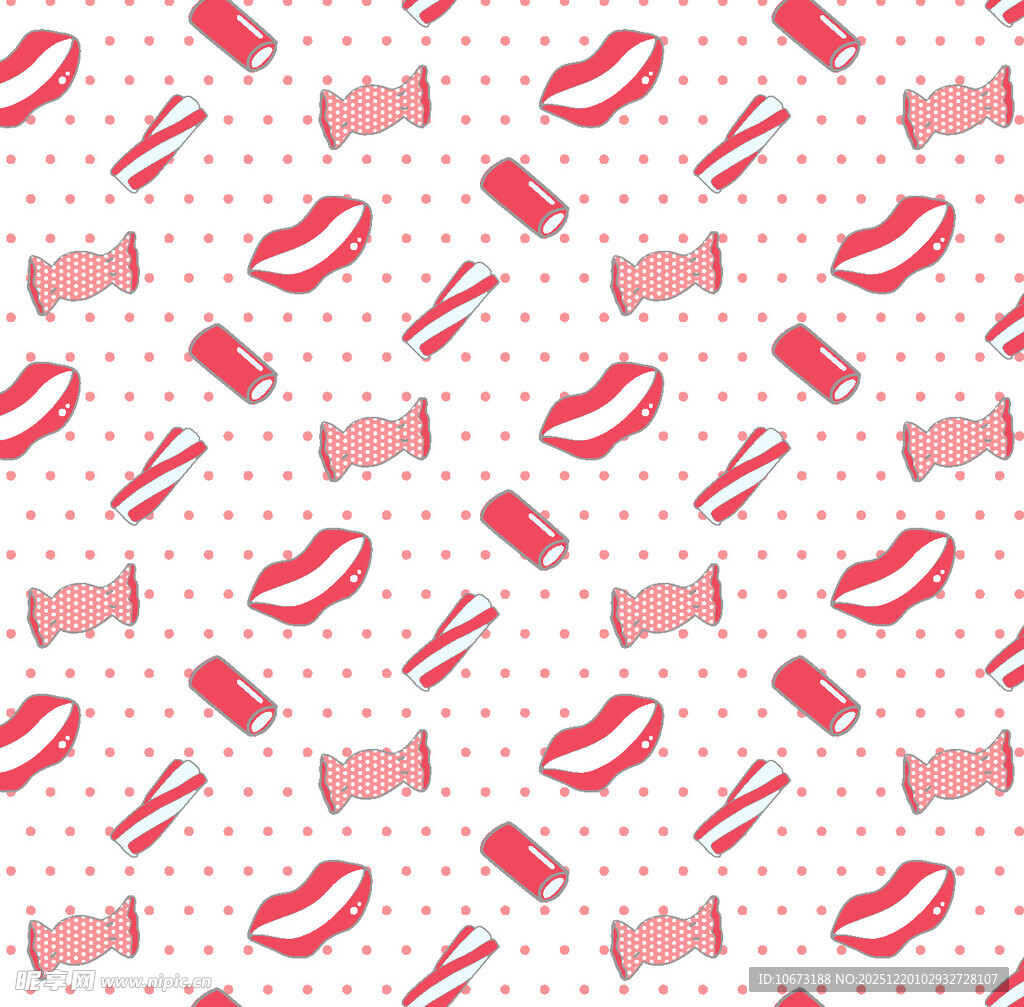 红色嘴唇与剪刀图案背景