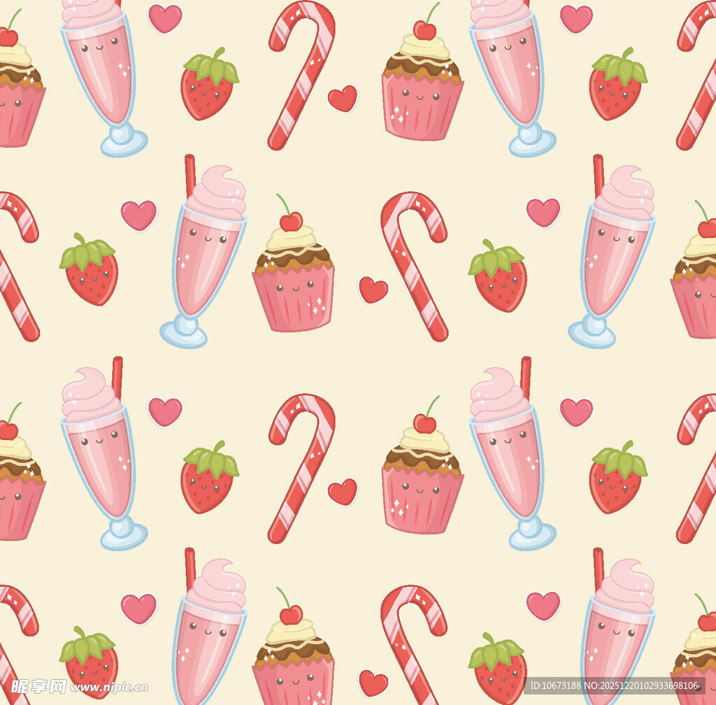 甜美糖果蛋糕草莓图案背景