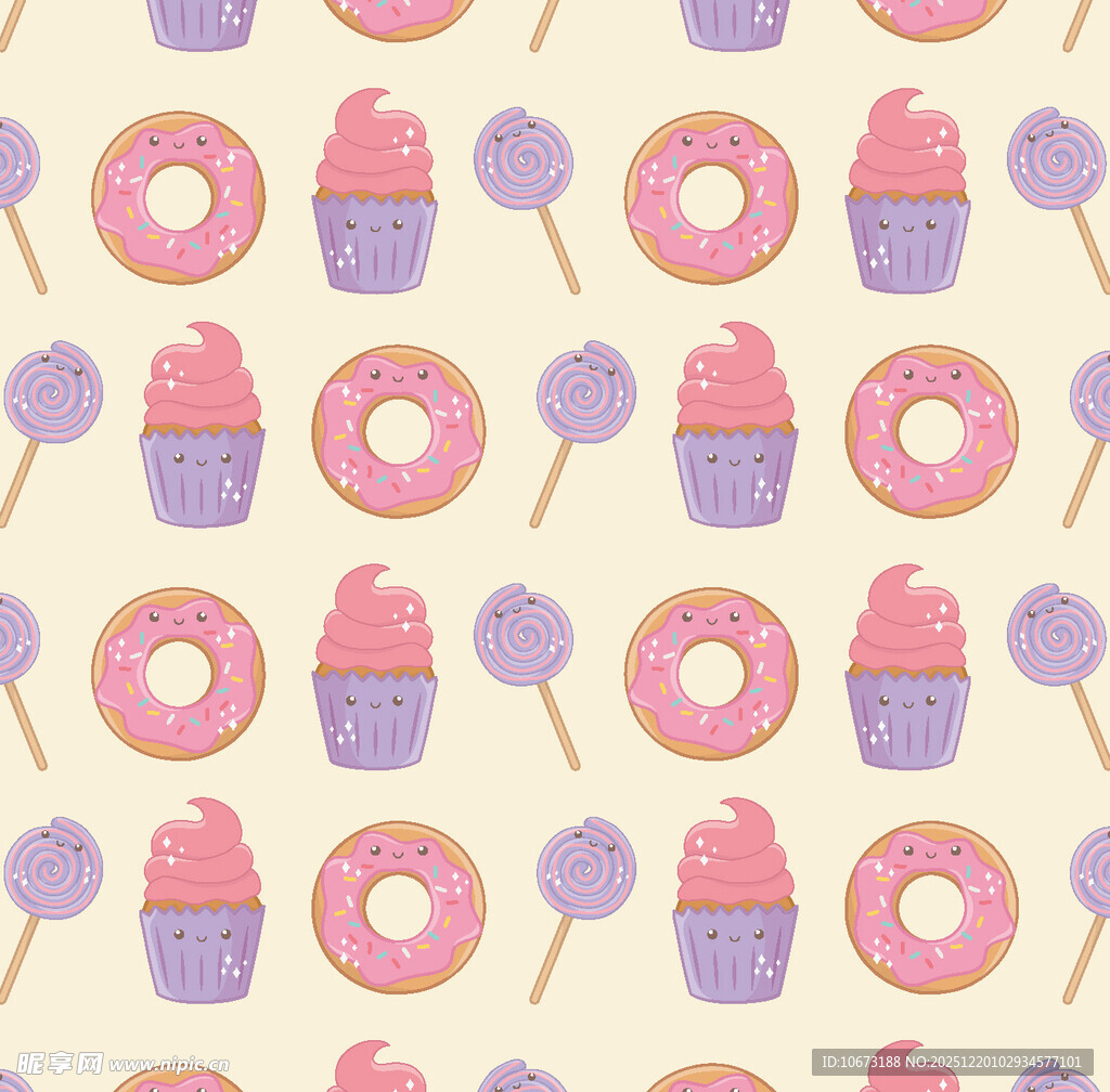 甜美可爱的甜点图案背景
