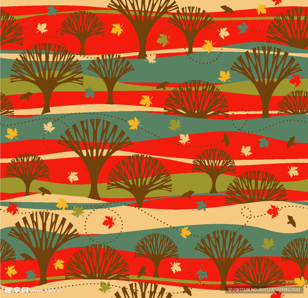 多彩树木图案背景纹理