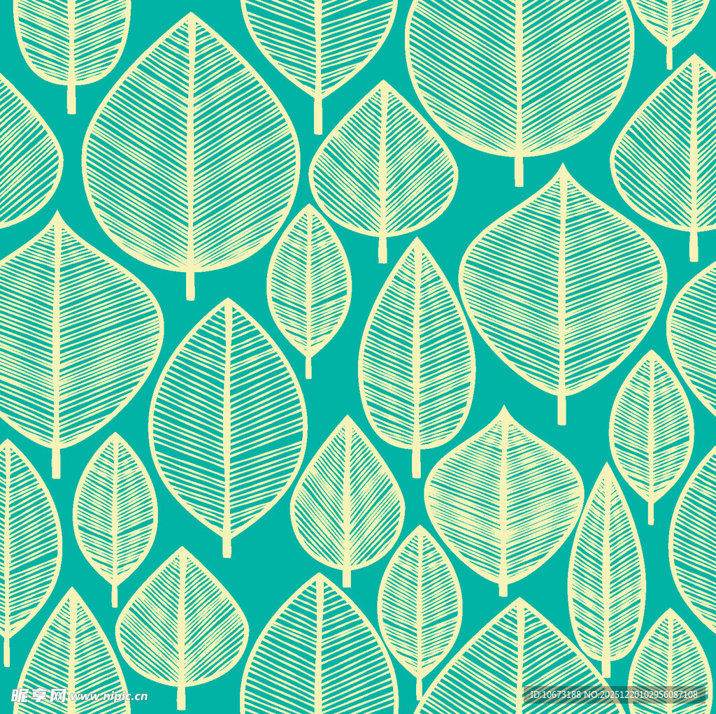 清新绿叶图案背景