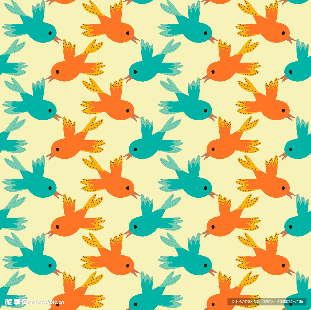 多彩飞鸟图案背景