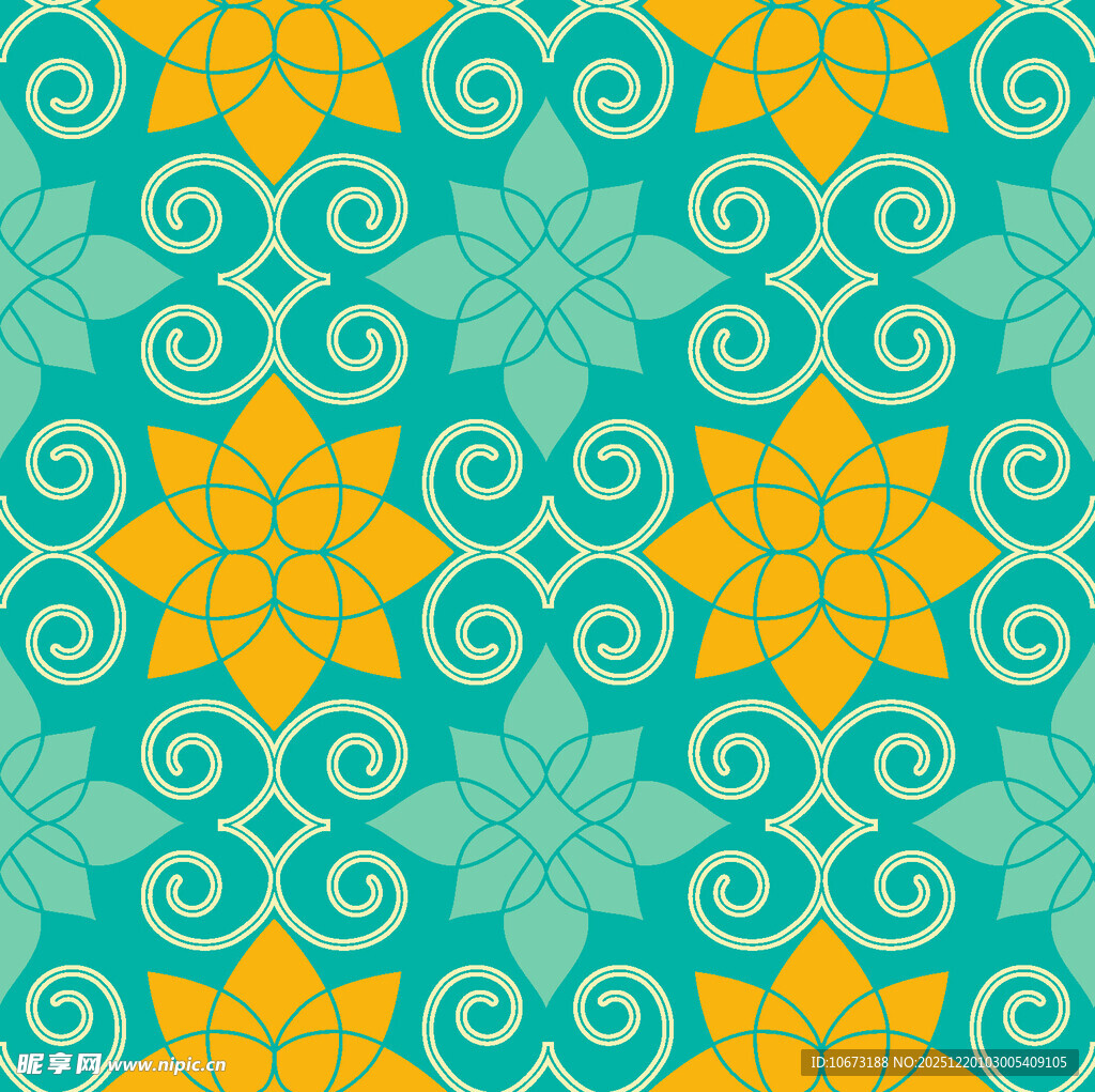 蓝黄交织几何花纹图案