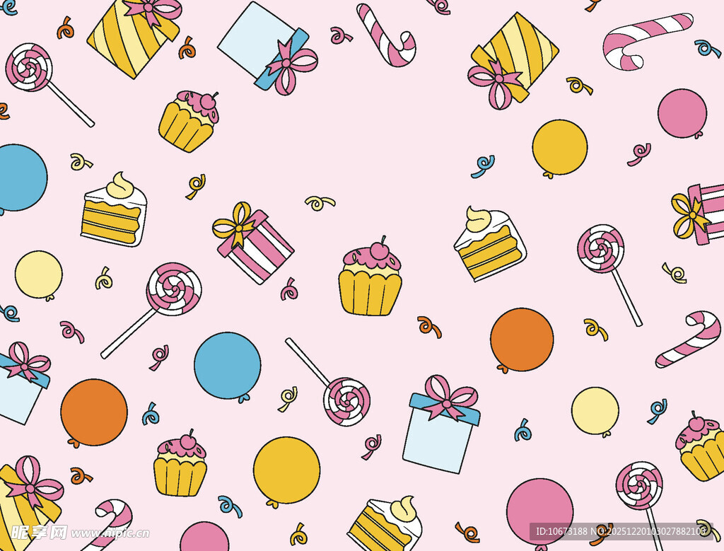 缤纷甜点糖果图案背景