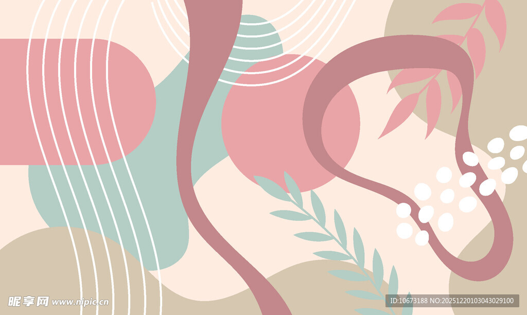 抽象几何植物图案插画