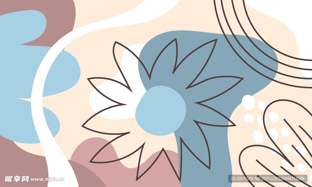 简约花卉抽象图案设计