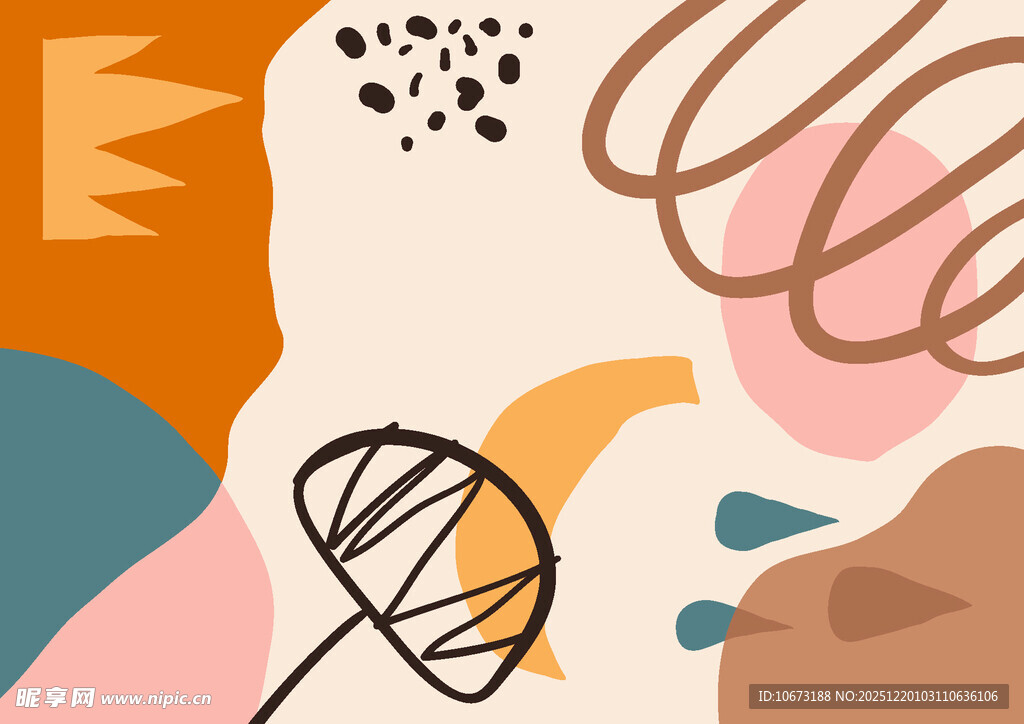 抽象几何线条艺术插画